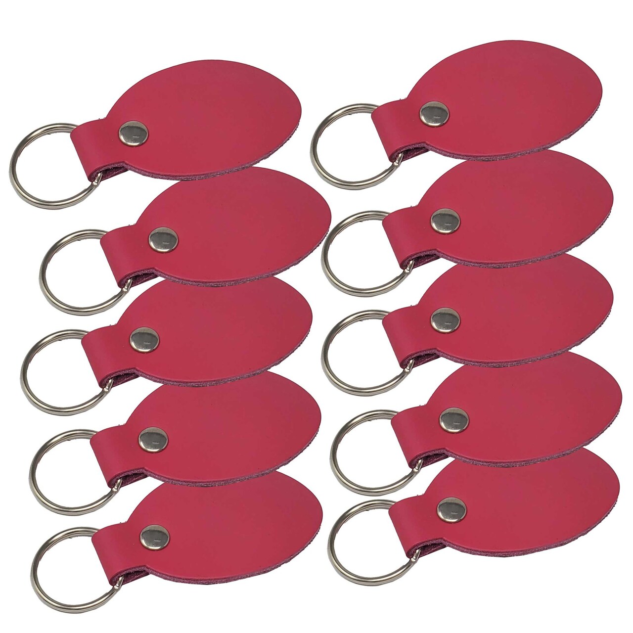 Oval Leather Keychains Kit – Full-Grain Latigo, DIY Personalization Ready, 10 Pack